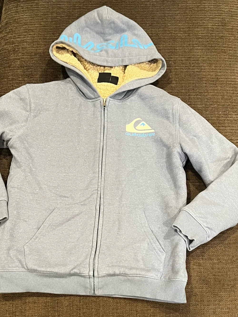 Quiksilver Boys Medium 10/12 Sherpa-Lined Full-Zip Hoodie blue